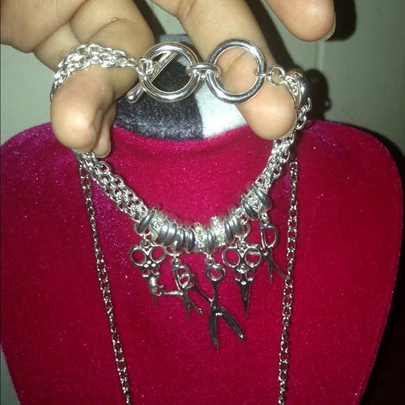 Cosmetology scissor chain and bracelet set - Picture 2 of 3
