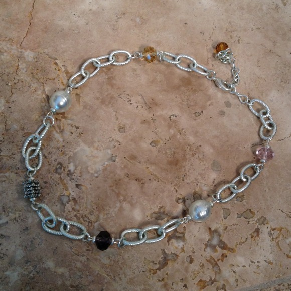 Silver link and beaded necklace.
