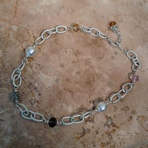 Silver link and beaded necklace.