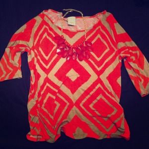 ❗SOLD❗Orange & Tan Small Top