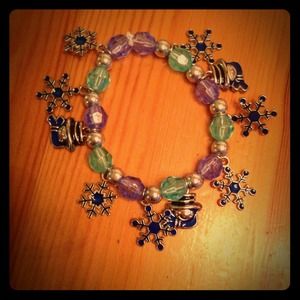 Handmade snowflake and snowman bracelet