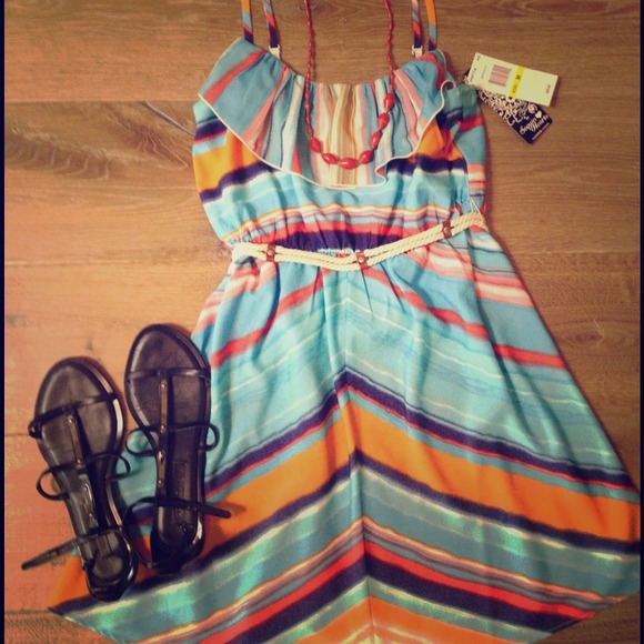 Fun stripe spaghetti strap dress.