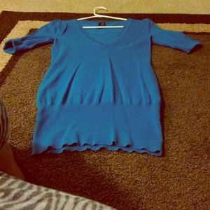 Bright Blue Form-fitted tunic sweater