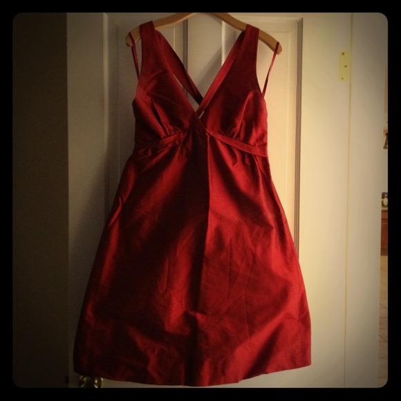 BCBG silk taffeta cranberry bubble bottom dress!! - Picture 1 of 2