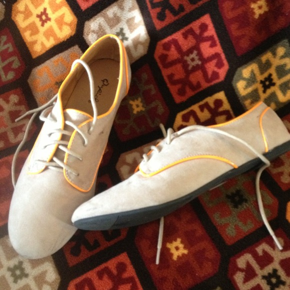 NOT AVAILABLE Suede loafers with Neon Trim!