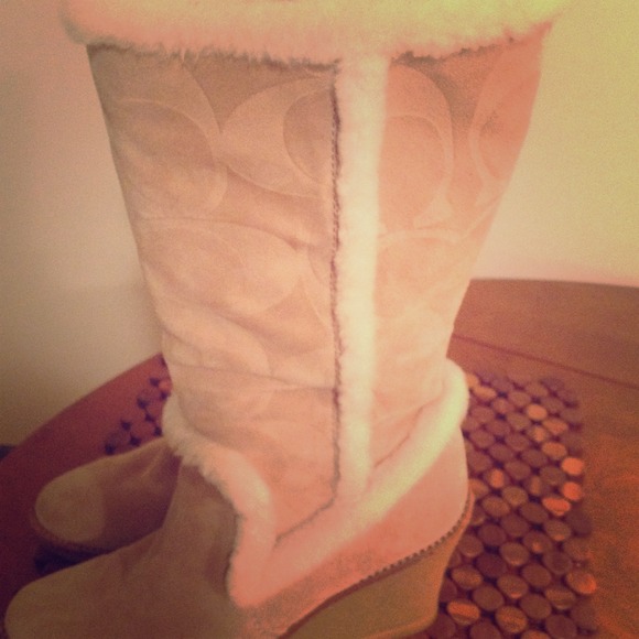 One of a kind coach suede shearling boots.