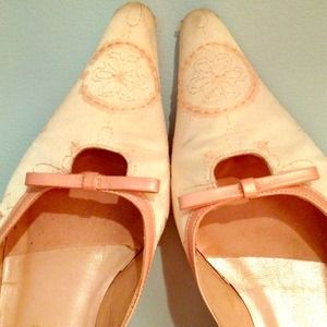 Pretty satin & sequin kitten heels.