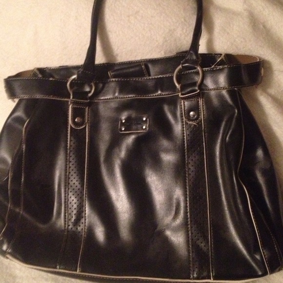 Faux Black Leather Handbag