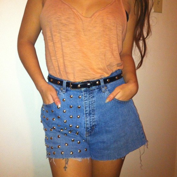 Studded High Waisted Shorts