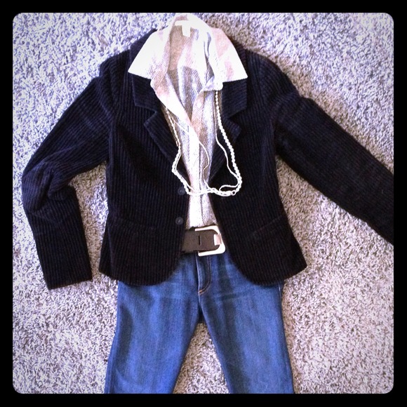 Earl Jeans black fitted corduroy blazer