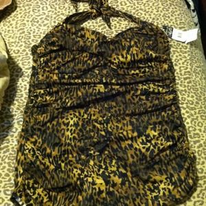 One piece leopard print bathing suit