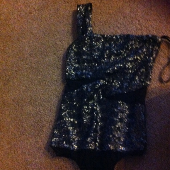 Sequin Bebe one shoulder bodysuit