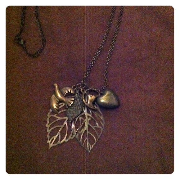 Dark bronze charm necklace