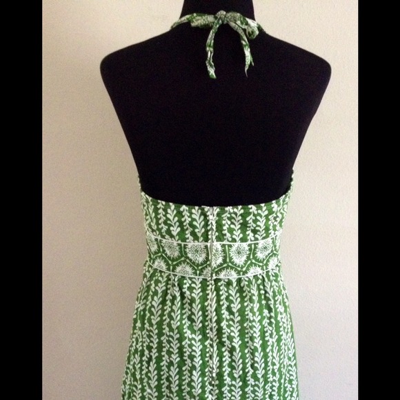 Green & White Floral Halter Dress - Picture 4 of 4