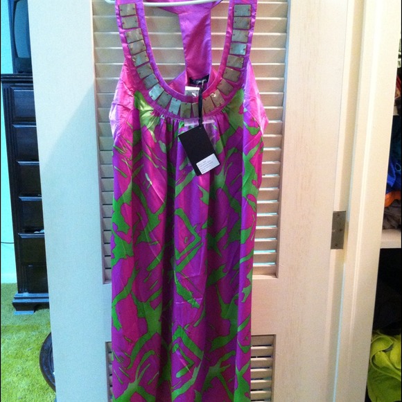 Satin embellished dress NWT