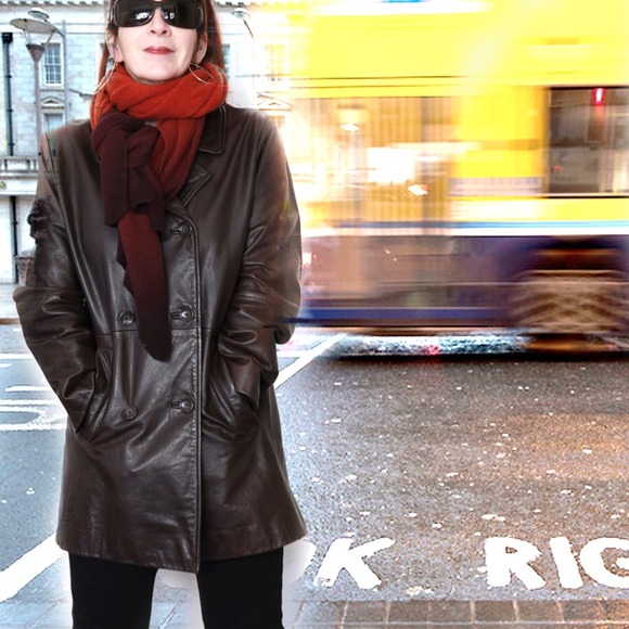 Chocolate brown thick leather coat