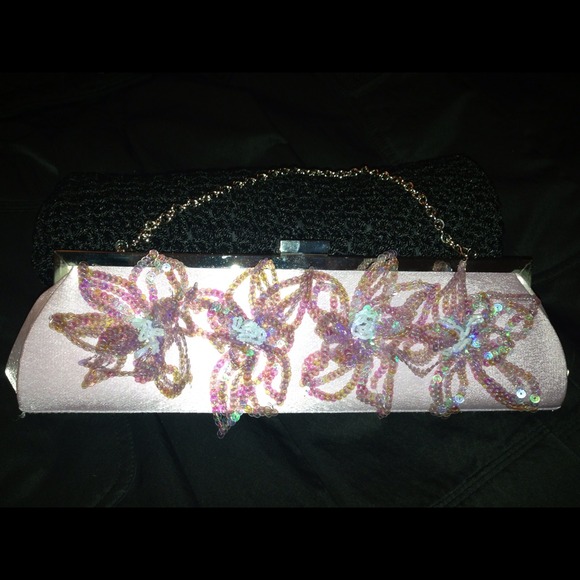 Satin Lavender Clutch with Chain - Picture 1 of 4
