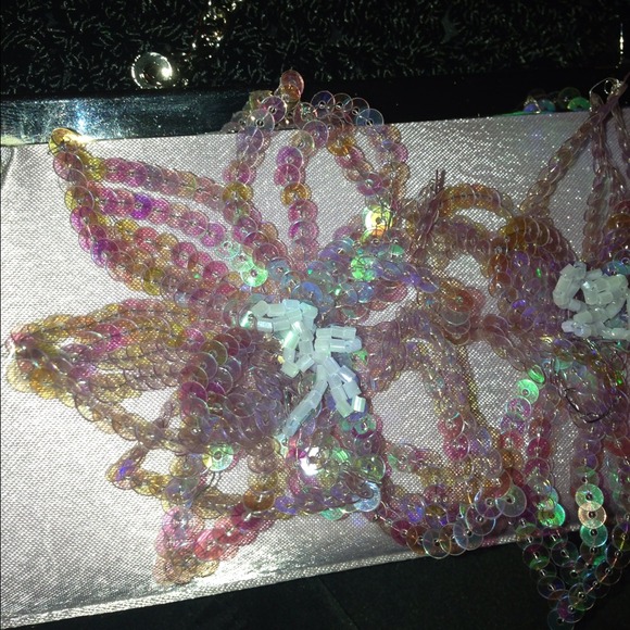 Satin Lavender Clutch with Chain - Picture 2 of 4