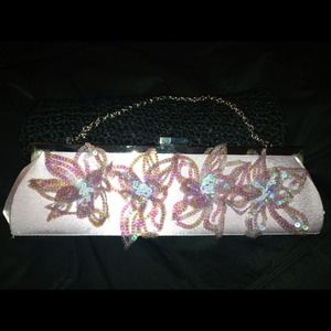 Satin Lavender Clutch with Chain
