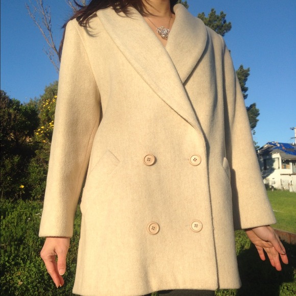 Ivory Double Breasted two button Short peaCoat - image 1