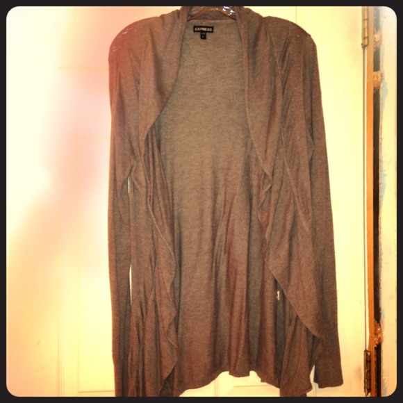 Express brown/grey cascade cardigan