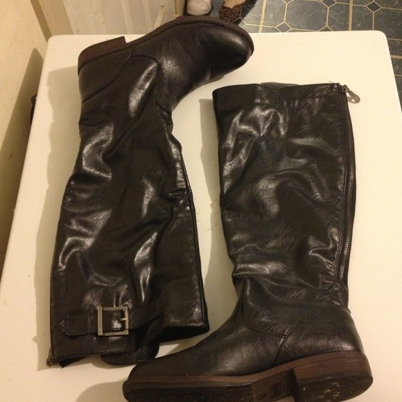 Black leather boots