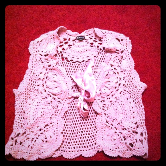 Pink laced vest cardigan