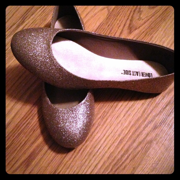 Gold sparkly flats