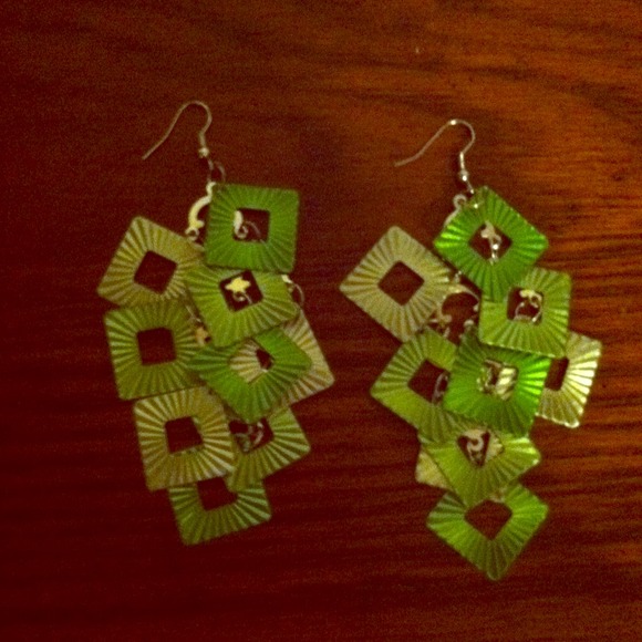Green dangle earrings