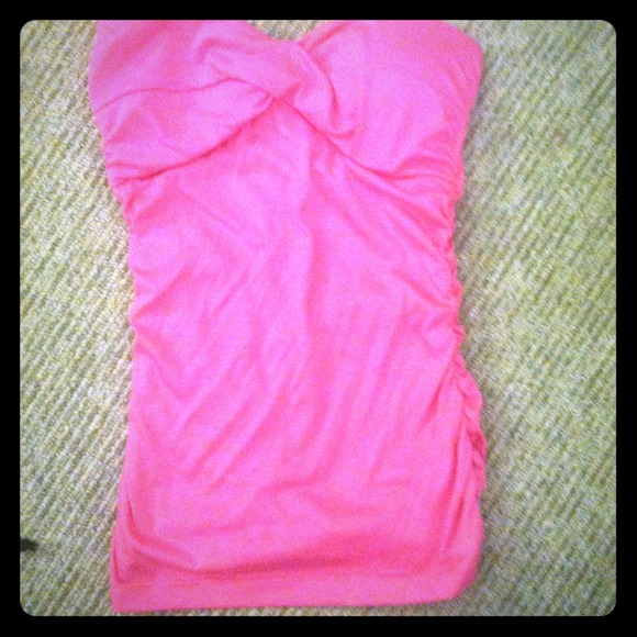 Pink tube top with tapered side and built in bra - Picture 1 of 1