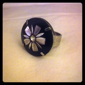 Black Ring W/ Silver