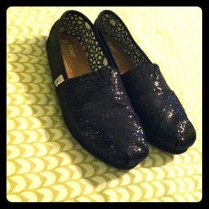 Women's black glitter Toms size 8.5