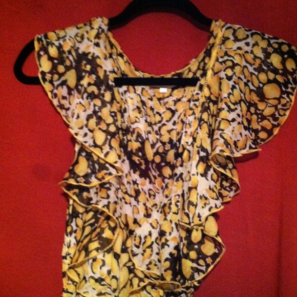 Lucy Paris Yellow White and Black Wrap Dress - Picture 2 of 3