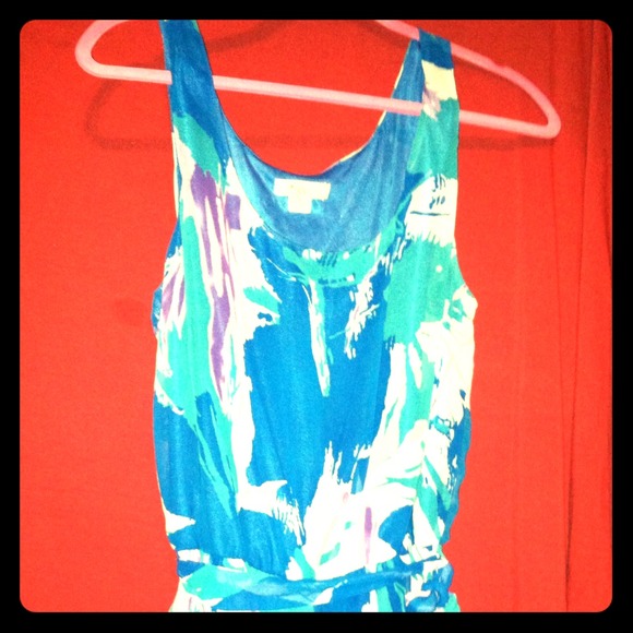 Tunic in summer tones of blues and lavenderw/Belt - Picture 1 of 2