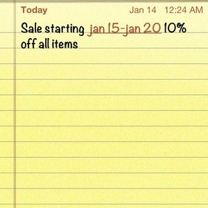 Sale from 1/15 go 1/20