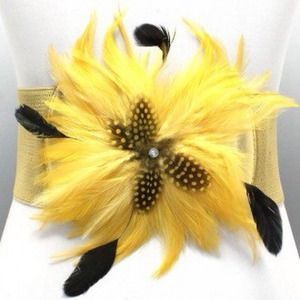 Yellow feather elastic belt