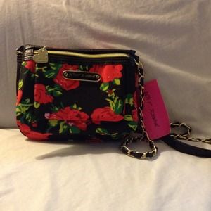 Betsey Johnson Rosey Posey Black Mini Cross Body