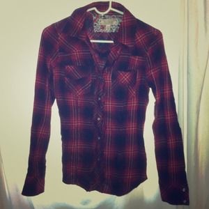 Red plaid button up