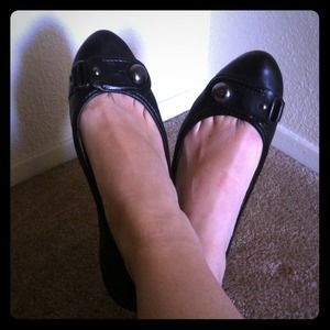 Coach black leather flats