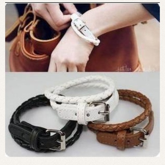 3 piece leather belt bracelets