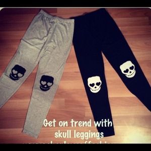 Skull patch leggings