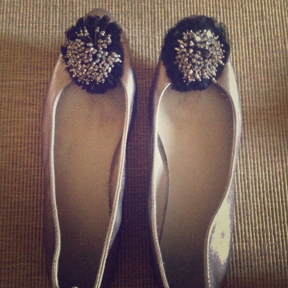 Size 8 metallic and chiffon flats.
