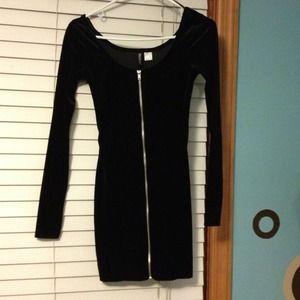 Black velvet zipper dress