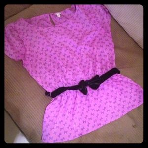 bow print peplum top