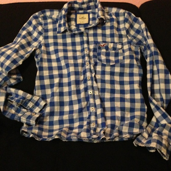 Blue/white plaid button down - Picture 1 of 3