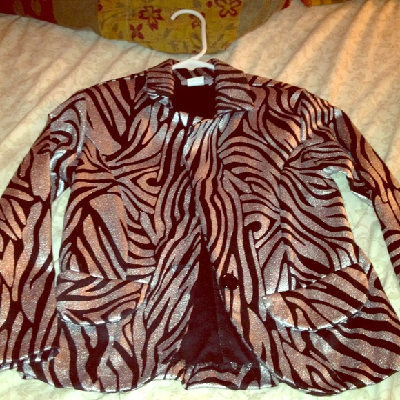 Zebra print silver and black blazer