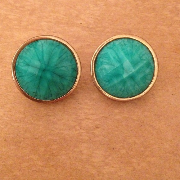 Turquoise colored clip on statement earrings