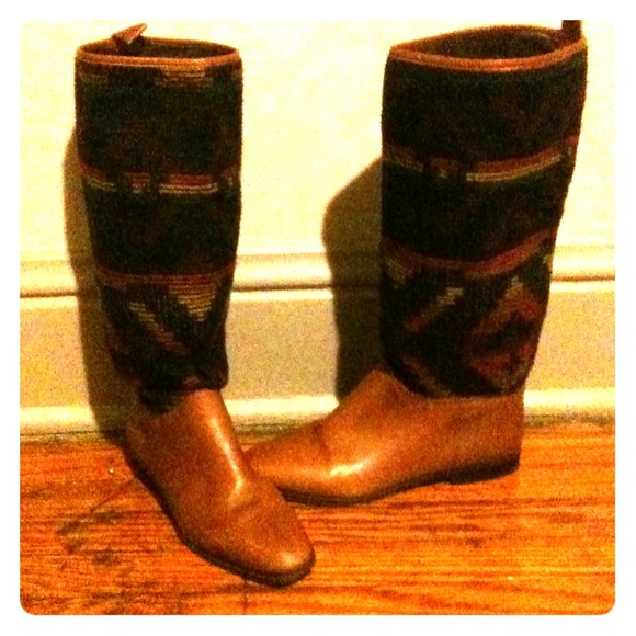 Vintage Aztec slouch leather riding boots