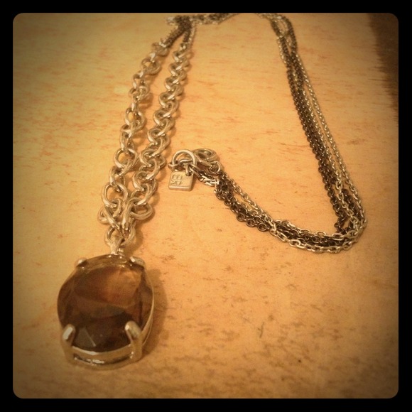 Silver banana republic necklace smokey topaz stone