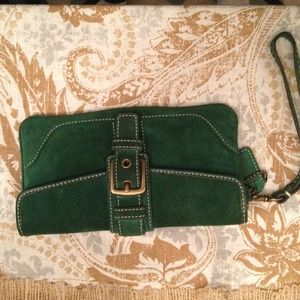 Forest green Coach wristlet